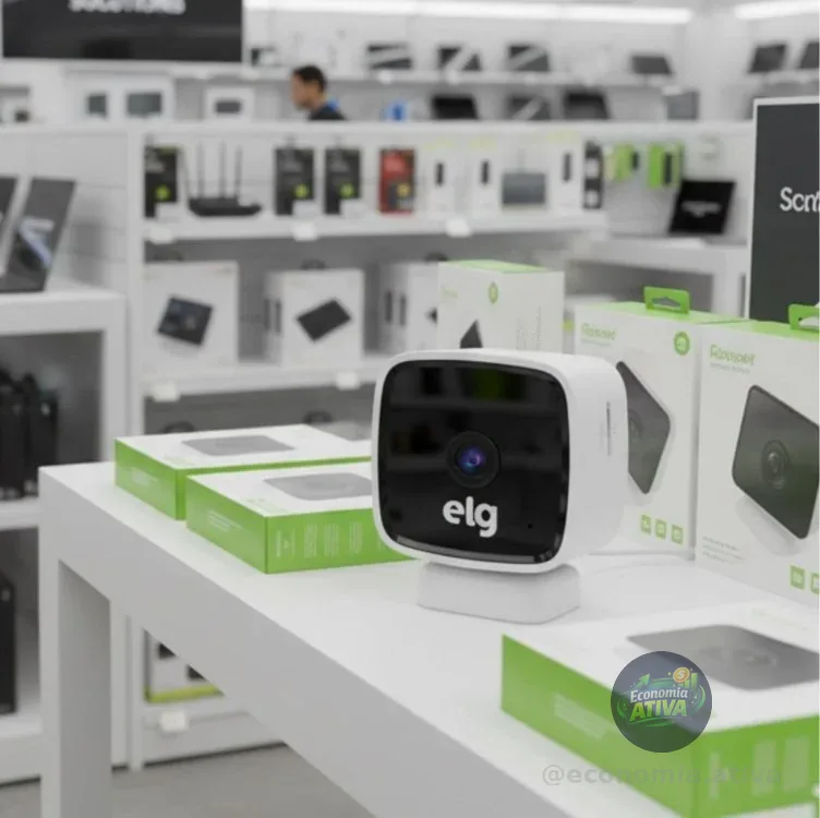 ELG, SHCI603, Câmera interna 1080P Full HD Inteligente Wi-Fi com Botão SOS, Áudio Bidirecional, Visão Noturna e Detecção de Movimentos, Branco