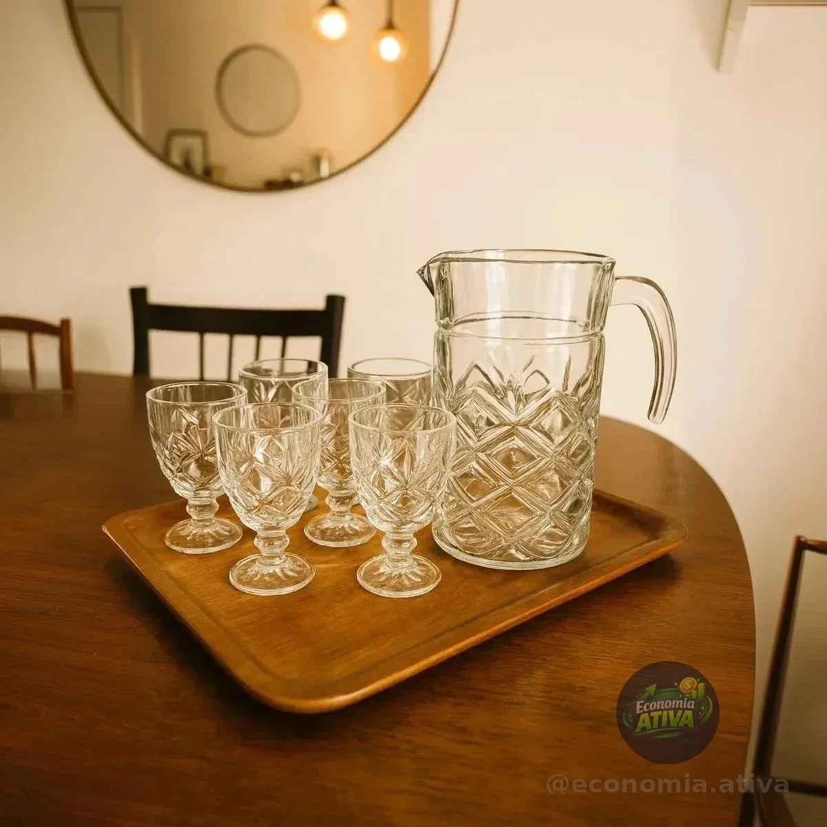 Jogo De Jarra 1.2l Com 6 Taças 200ml Pinea, Casambiente Transparente