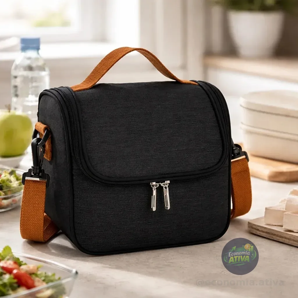 Bolsa Isotérmica Térmica Lancheira Marmita Sacola Para Academia Trabalho Escola E Passeios Alça Removivel Tche Amo Preto