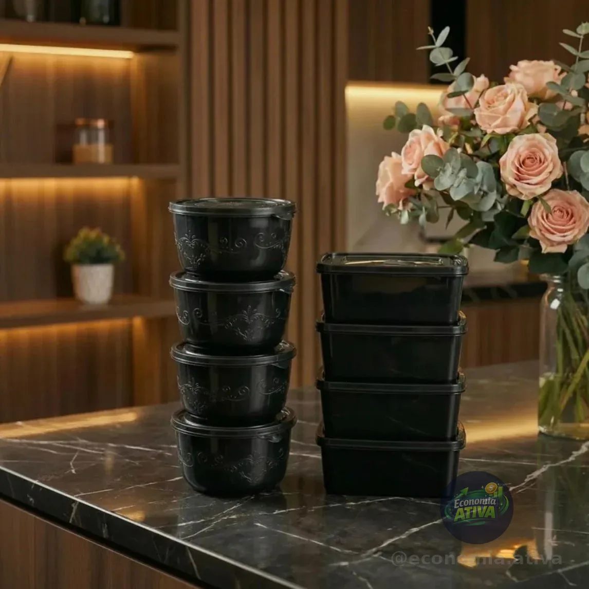 Pote Para Alimentos Oliplast 1l Resistente E Prático Preto