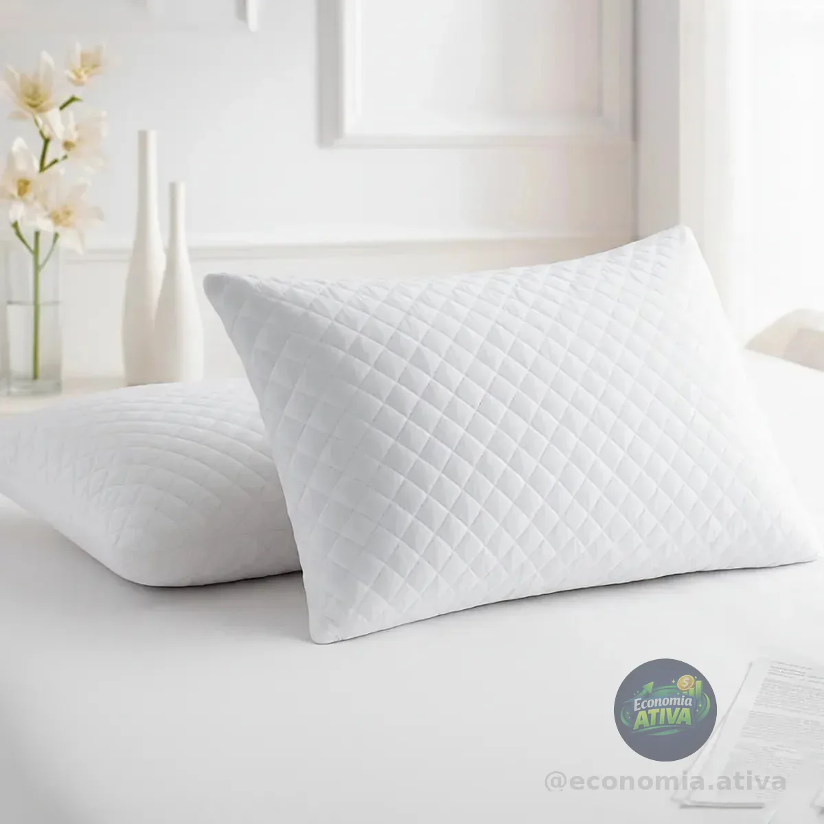 Kit 2 Travesseiros M Casa Altura Regulável 70x50cm Antialérgico Branco