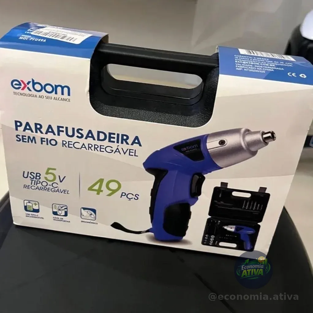 Parafusadeira Sem Fio Several Importados Recarregável Com 49 Peças Ergonômico 50 Hz Azul-turquesa 127/220v