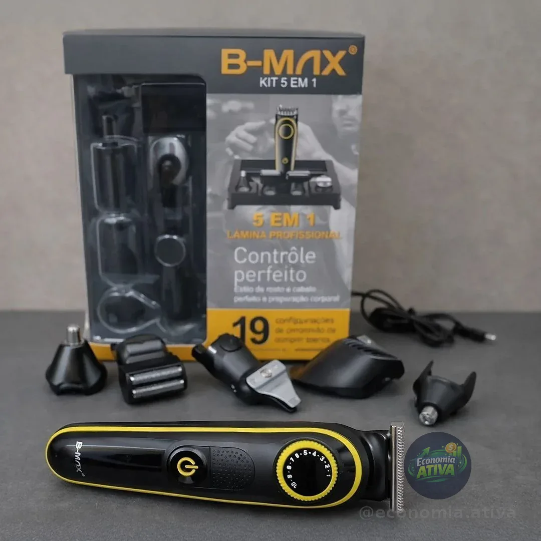 Máquina De Cortar Cabelo Fazer Barba Barbeador Acabamento Pelo B-max Bmc036 5 Em 1 Cor Preto 127/220v