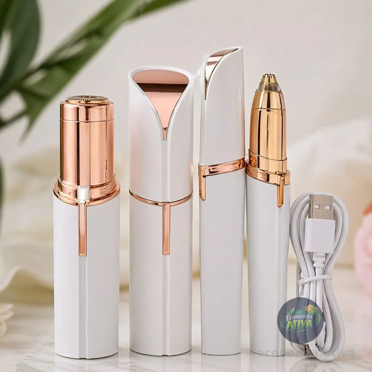 Kit Depilador Facial Caneta Depiladora Sobrancelha Portátil Branco 127/220v