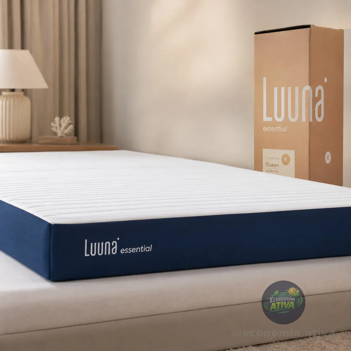 Colchão Casal Luuna Essential, Espuma Ergo Firme D28, 15cm, Ortopédico, Branco