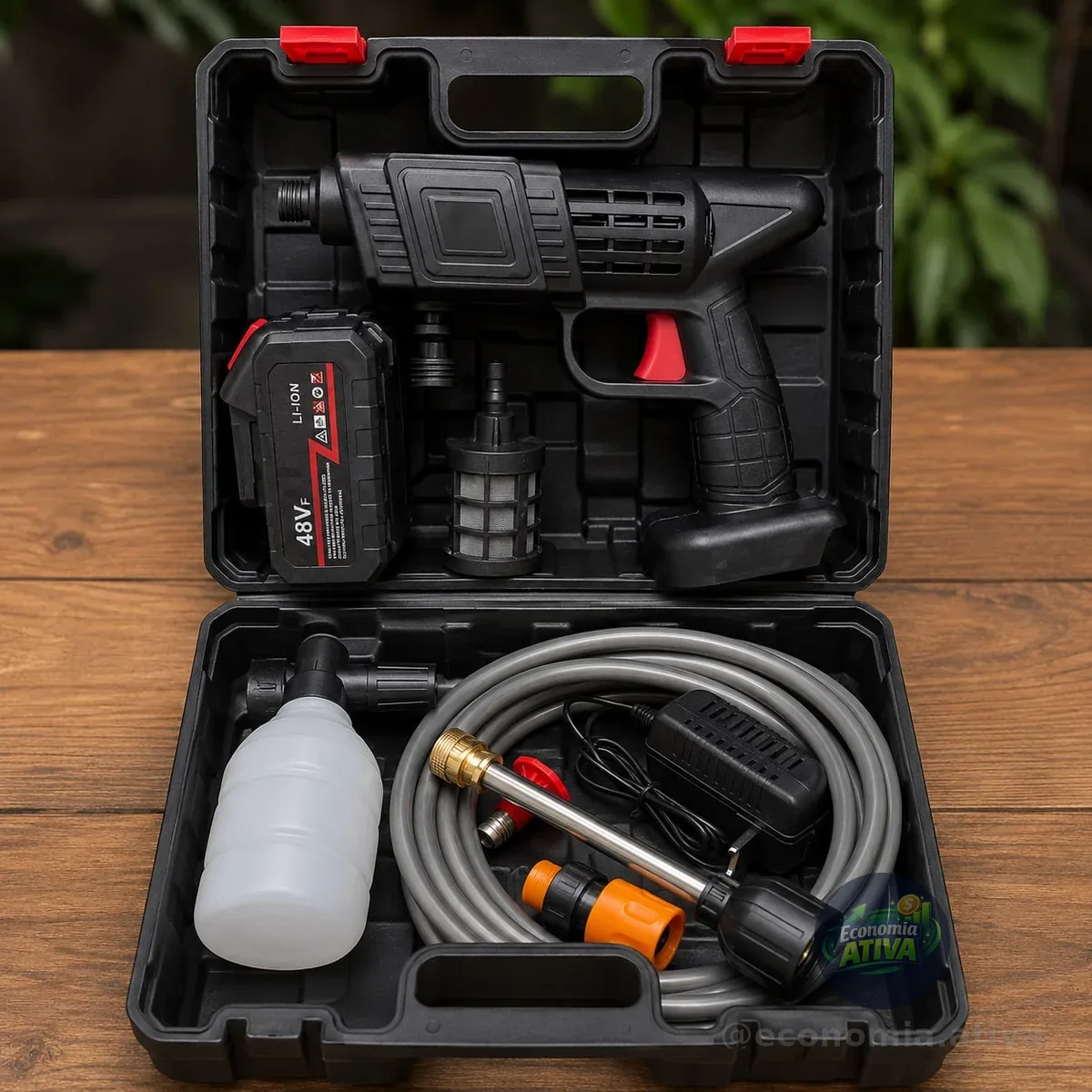 Lavadora Portátil Lava Jato De Alta Pressão 2 Baterias Preto 127/220v