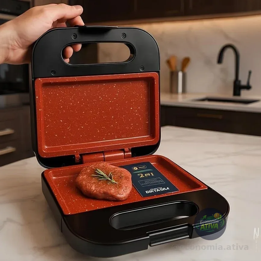 Sanduicheira E Grill Britânia Bgr16 2 Em 1 Redstone 750w Cor Preto Com Prata 127v
