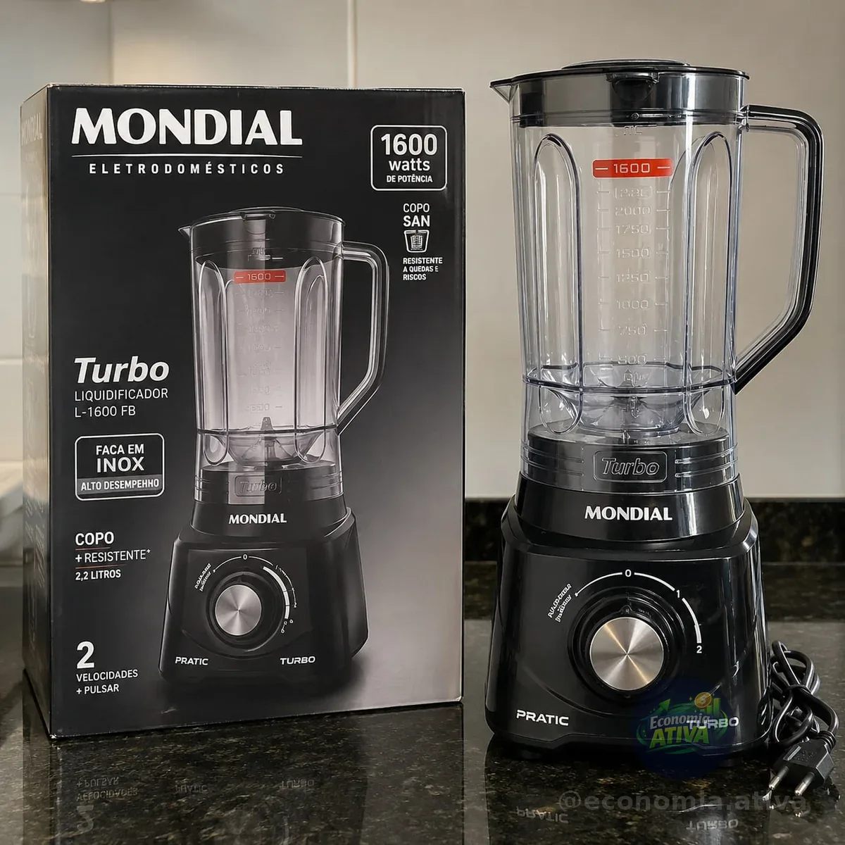 Liquidificador Pratic Turbo, Mondial, 550w - L-98-b Preto 127v
