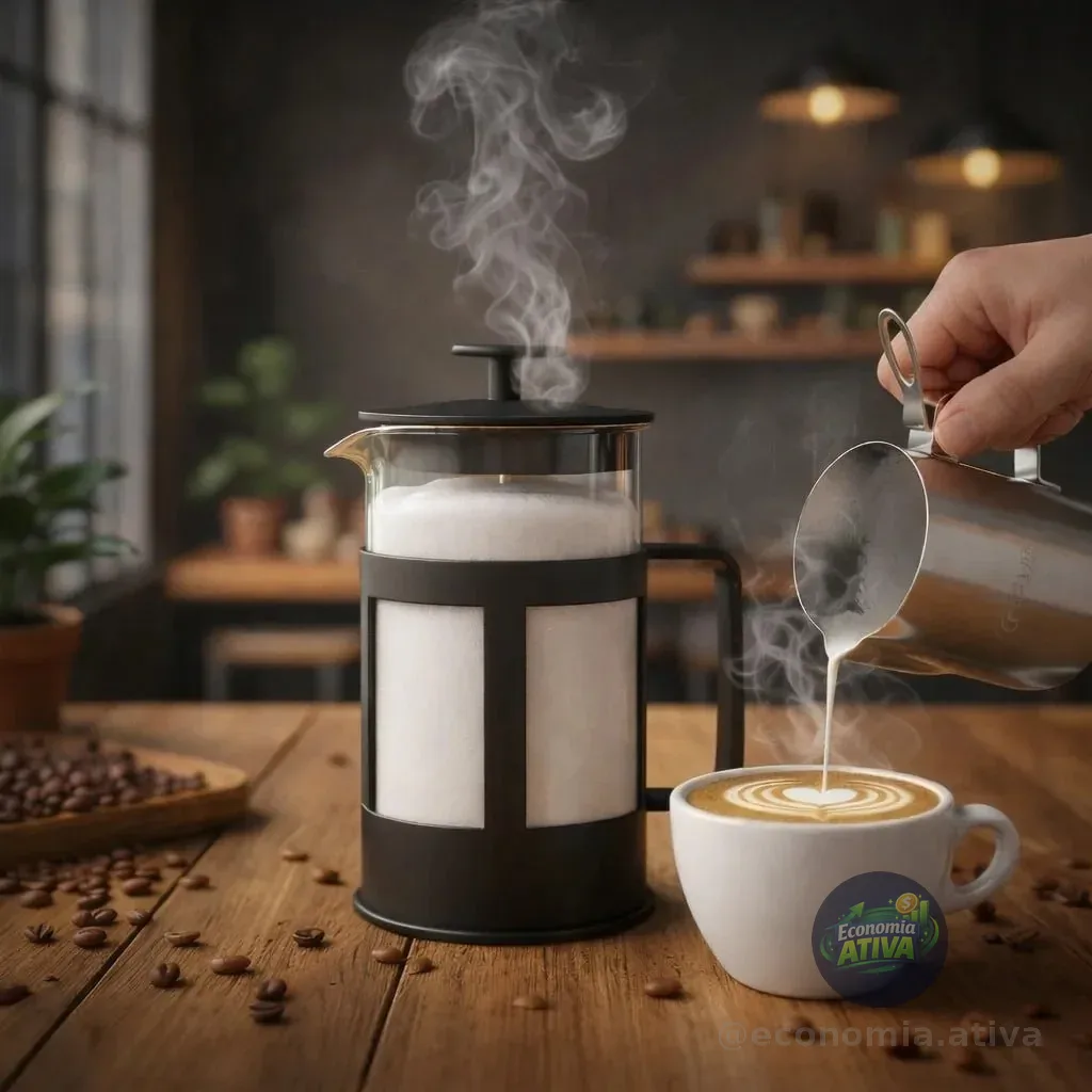 Cafeteira Prensa Francesa Café Expresso Leite Cremoso Preto