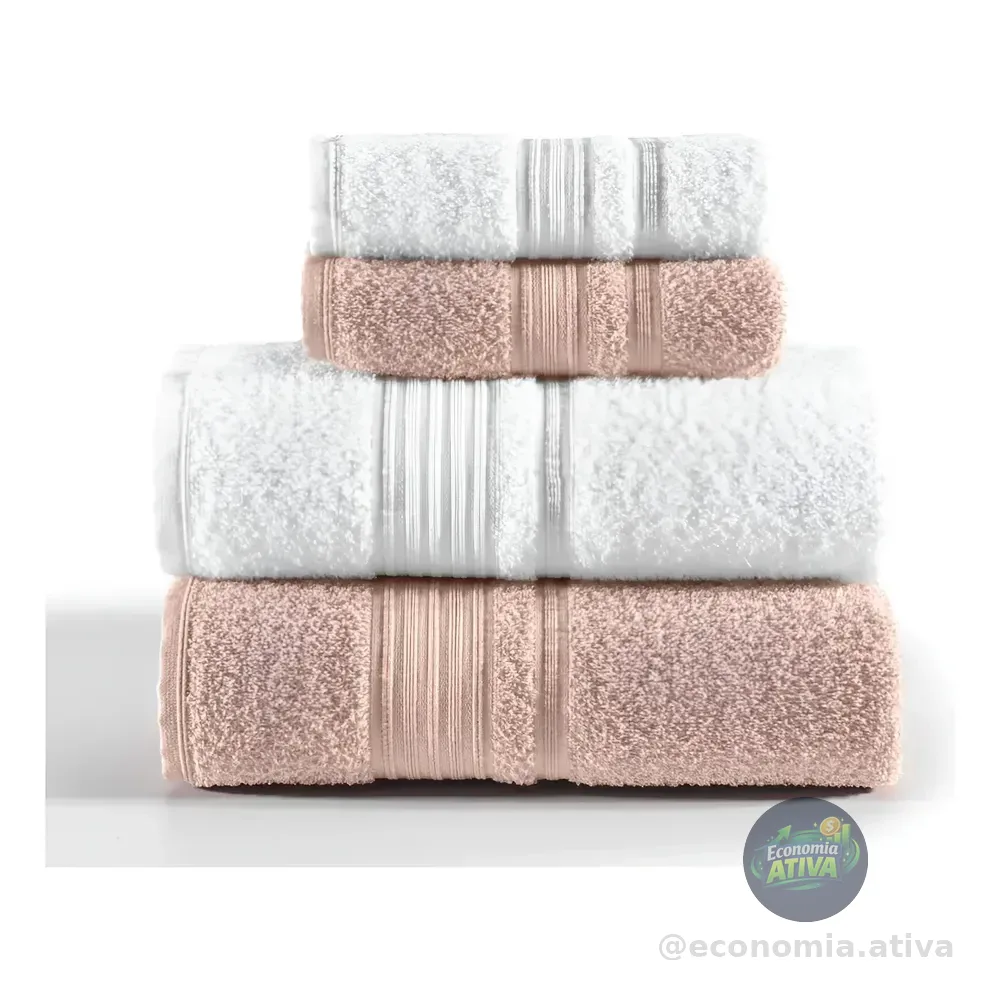 Jogo De Toalhas Altenburg Tóquio Banho 4 Branco E Rosa Delicacy Liso