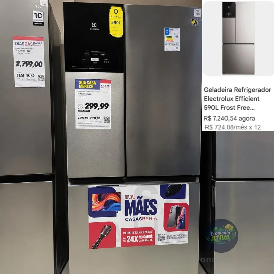 Geladeira Electrolux Frost Free Inverter 590l Autosense 3 Portas Cor Inox Look Im8s 220v