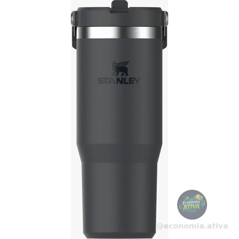 Stanley - Tumbler Térmico Flip Straw em Aço Inoxidável, Resistente a Vazamentos, 887 ml, Black 2.0