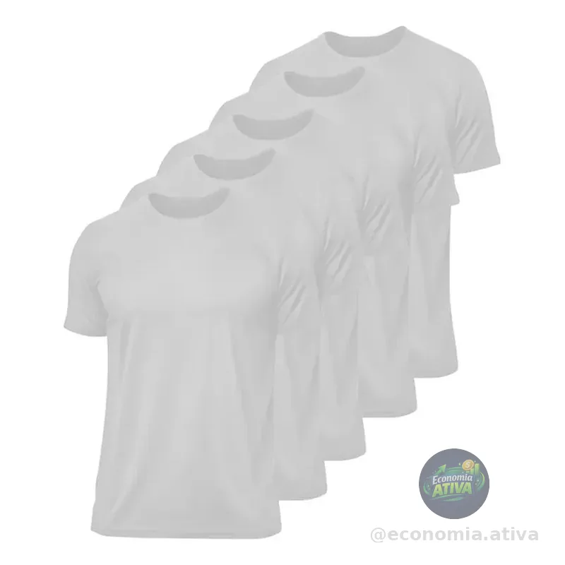 Kit 5 Camisetas Básicas Dry Academia Treino Masculina
