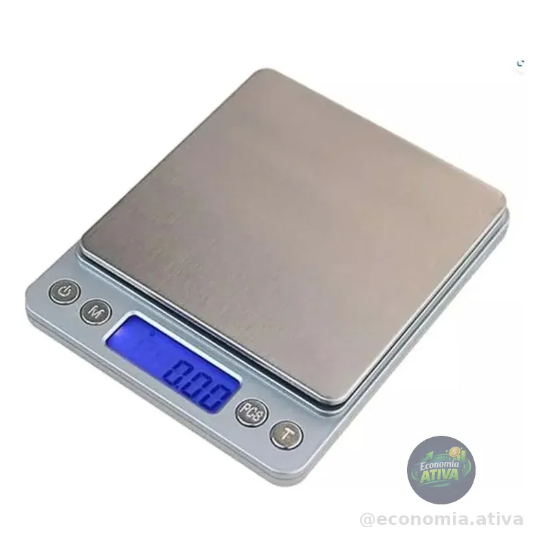 Balança Recarregavel Alta Precisão 0,1g 3000g Cozinha Dieta Prateado 2 Kg