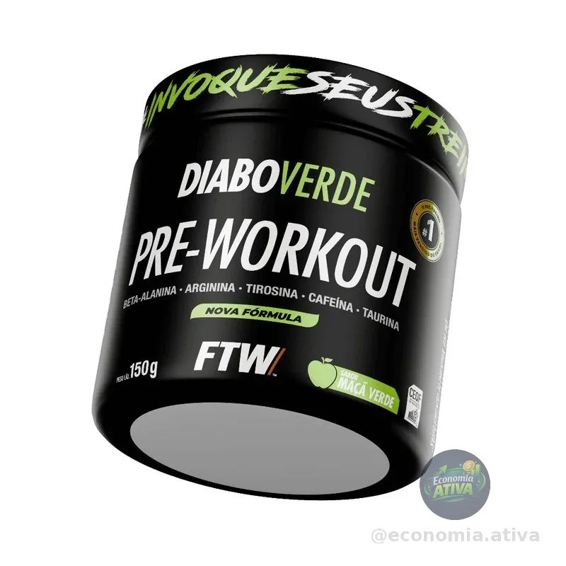 FTW Diabo Verde Pré-Treino #Pre-Workout Pote 150g Energia e Foco com Cafeína, Beta-Alanina Sabores