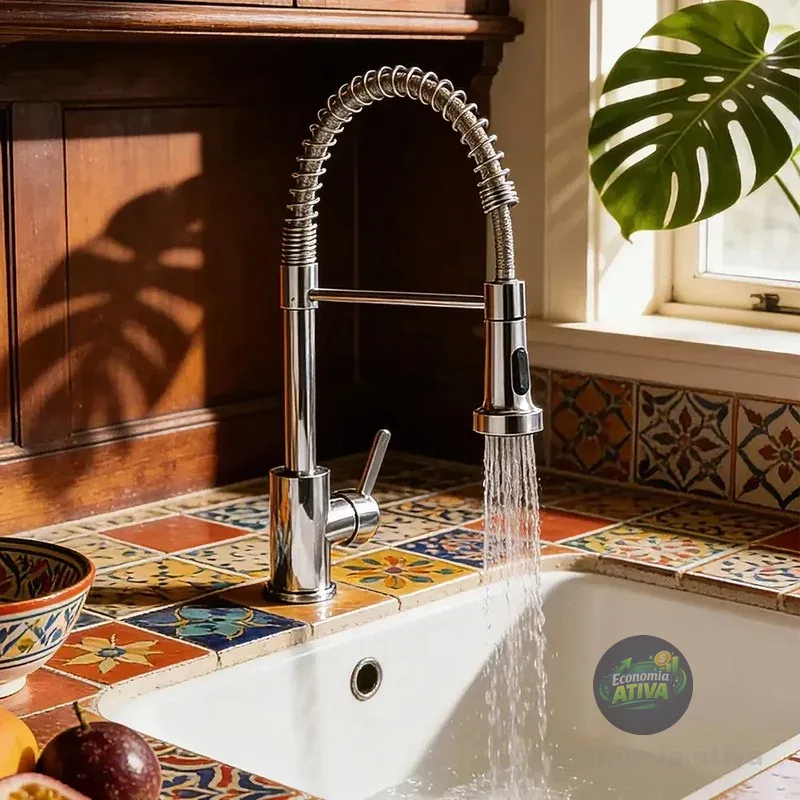 Torneira Aço Inoxidável Hongyu Luxo Flexível Prateado Brilhante