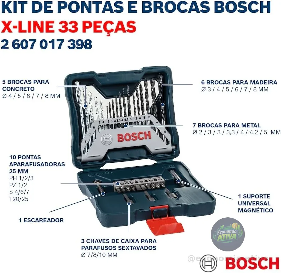 Bosch Kit de Pontas e Brocas X-Line 33 pçs