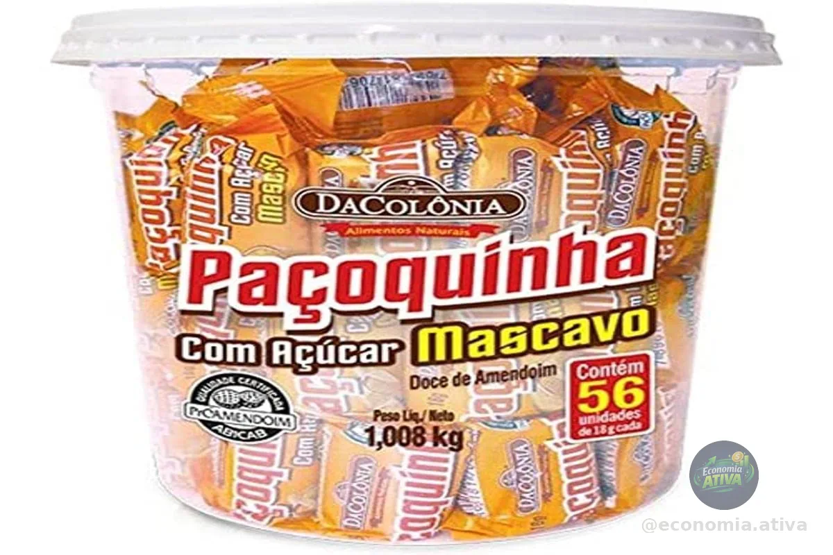 Da Colonia Paçoca Rolha C/ Açucar Mascavo Pote C/56 Und Dacolonia