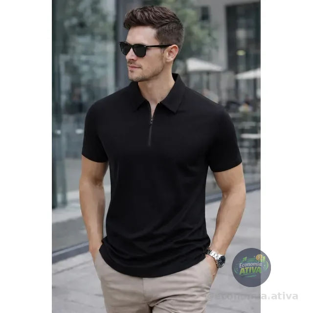 Camisa Polo Masculina Tecido Tech Confortavel Casual
