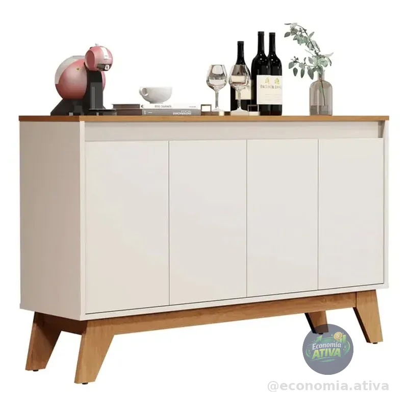 Aparador Buffet Cancun 4 Portas Cantinho Do Café Sala