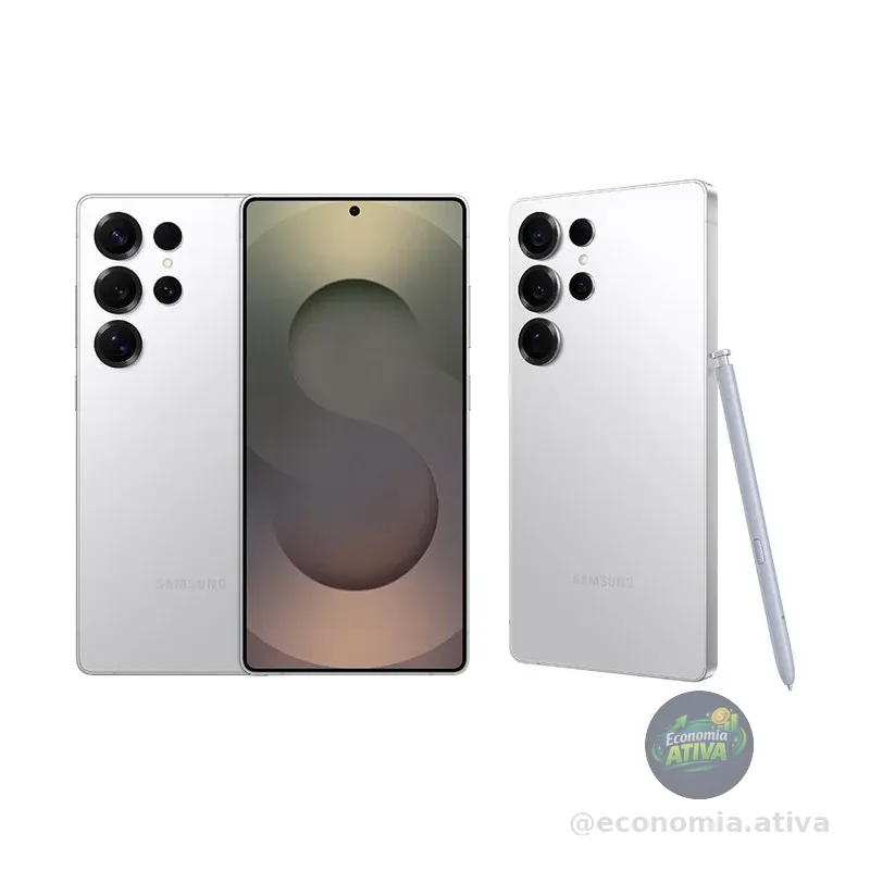 Celular Samsung Galaxy S25 Ultra 5G, 256GB, 12GB RAM, Câmera Quádrupla de 200+50+10+50, Tela Grande de 6.9", Titânio Prata