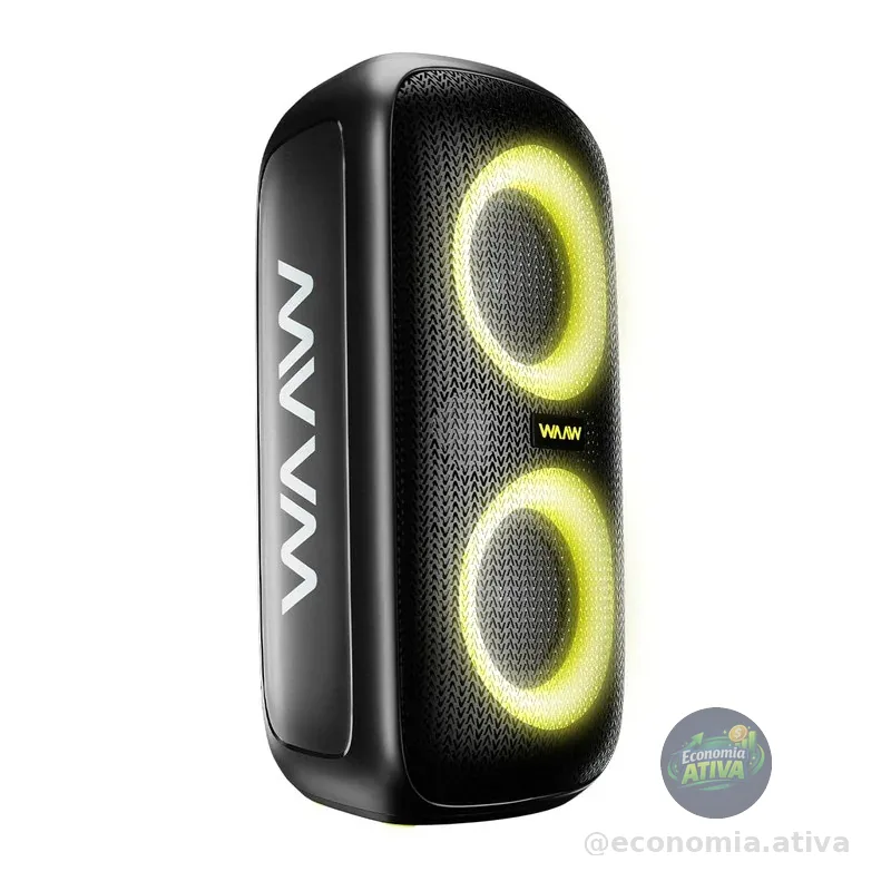 WAAW by ALOK Caixa de Som INFINITE 100 Bluetooth, Tipo Torre, Até 14h de Autonomia, 4 Alto-Falantes, TWS, 100W RMS