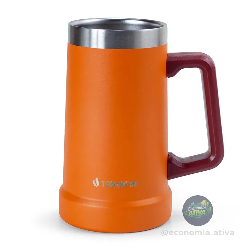 TERMOPRO Caneca Térmica para Cerveja 709ml Laranja