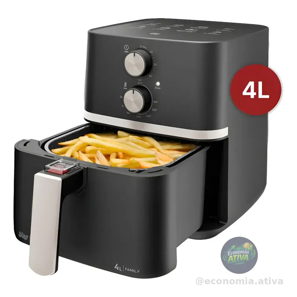 Fritadeira Elétrica Wap Air Fryer Family 4l Antiaderente E Com Desligamento Automático 1500w Preto, Cinza E Champagne 127v