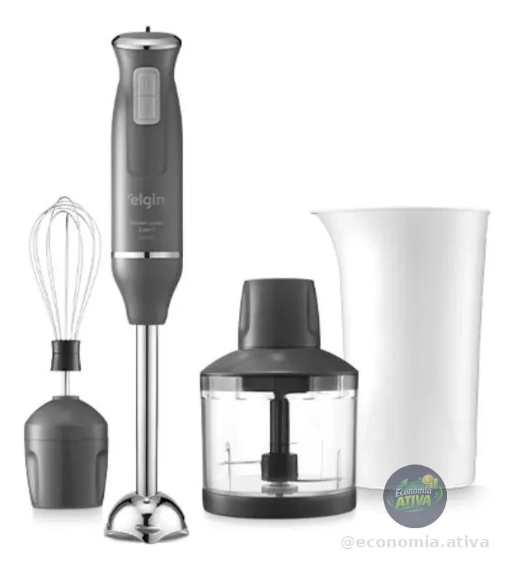 Mixer Power Inox 3 Em 1 600w Elgin Lunar - Cinza Lunar 127v