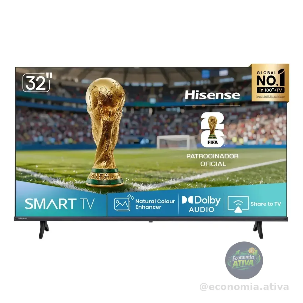 Hisense Smart Tv Hd 32 Polegadas 32a4nv Com Hdr10, Dts Virtual X, Compatibilidade Alexa E Google Home