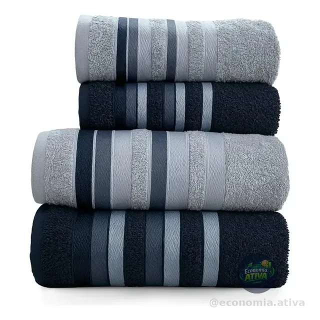 Jogo Toalhas Banho Grossas Macias Algodão 4pç Absorventes