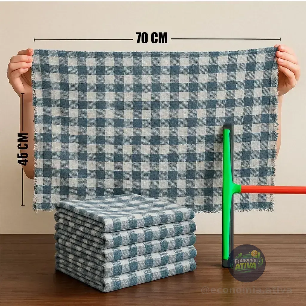 10 Pano de chão xadrez  Extra Grande  pano de limpeza 70x45
