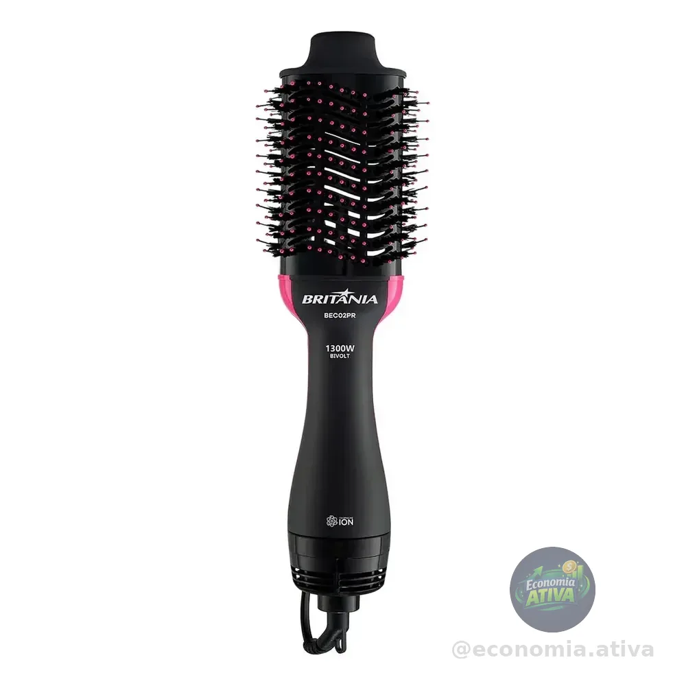 Britânia Escova Secadora Bec02pr 4 Em 1 1300w Cor Preto E Rosa Preto Com Rosa 127/220v