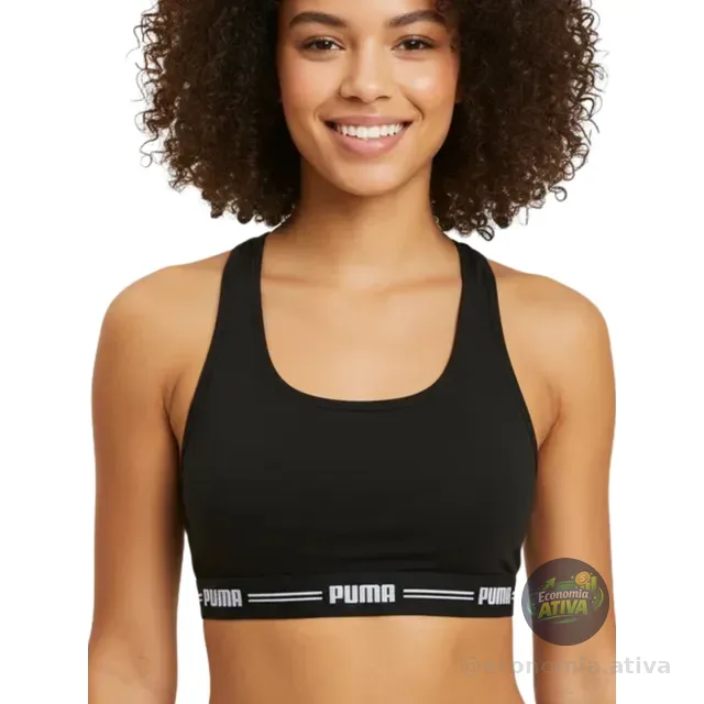 Top Puma Nadador Feminino Sem Bojo Algodão Fitness Academia