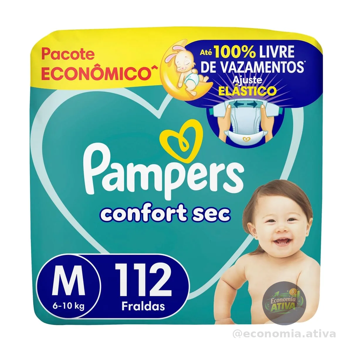 Fralda Pampers Confort Sec Tamanho M 112 Fraldas Descartáveis