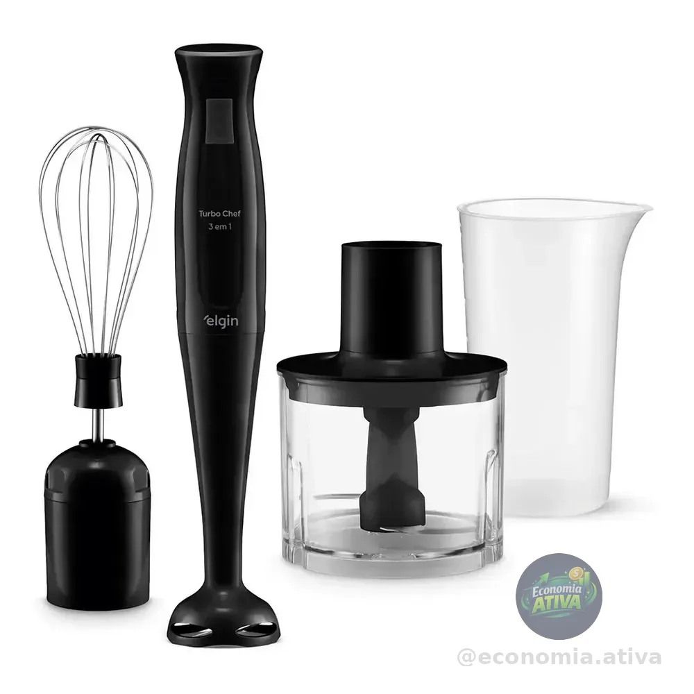 Mixer Turbo Chef 3 Em 1 200w Triturador E Fuet Elgin Preto 220v