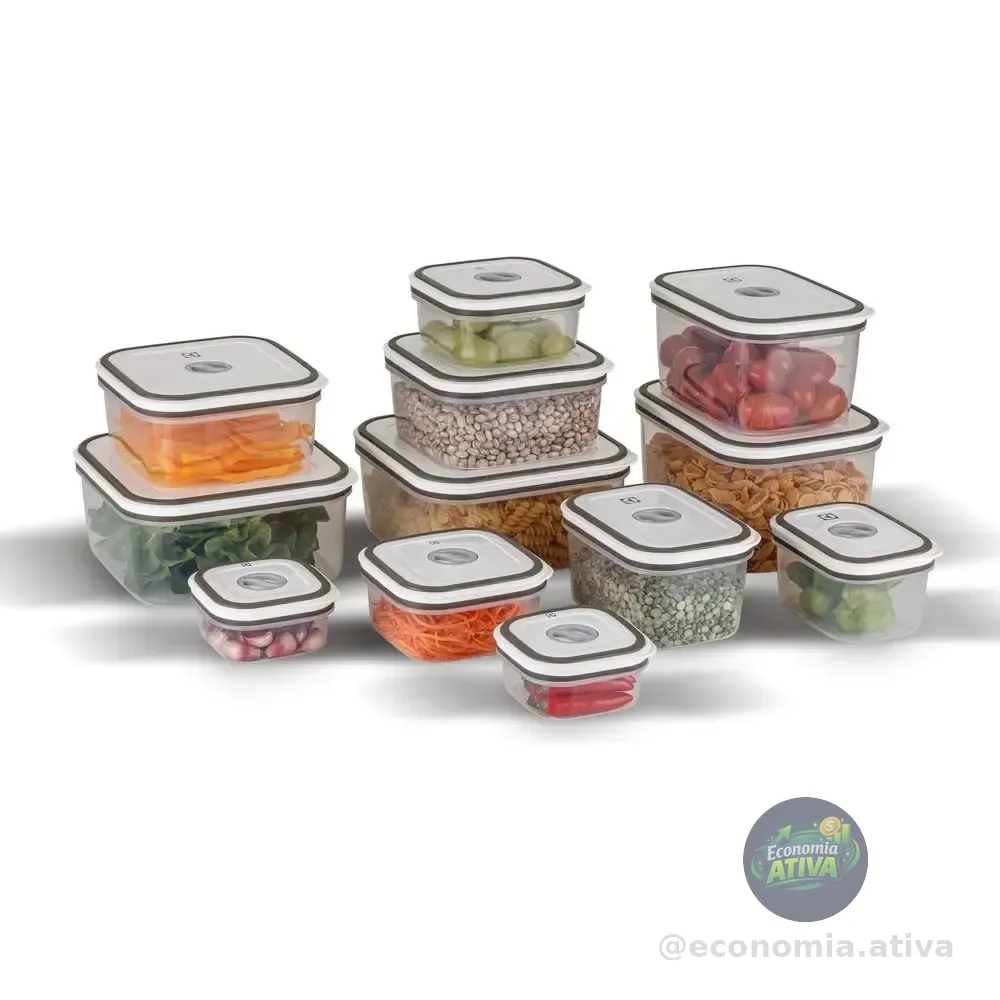 Kit Potes Herméticos Plásticos Cinza 12 Unidades Electrolux