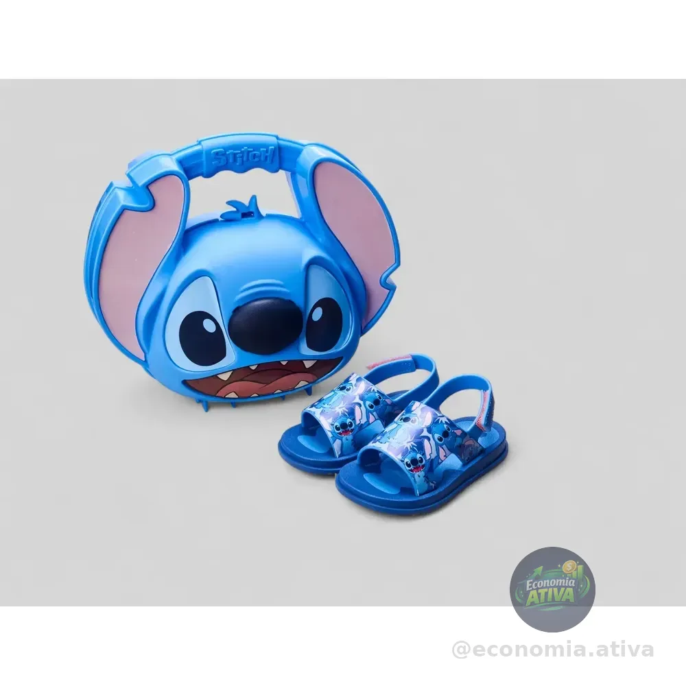 Sandália Grendene Kids Stitch Hora Do Lanche Kit- 23326 Azul/azul Liso 19 Br