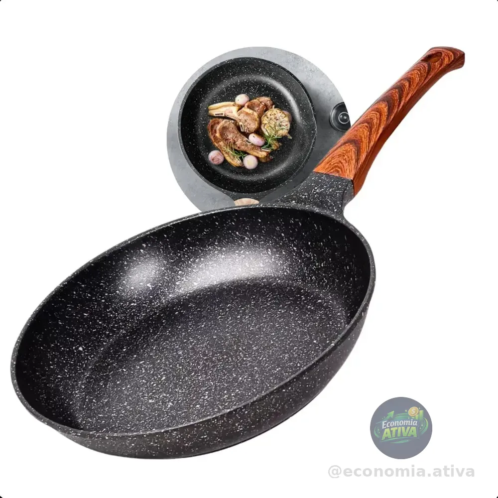 Frigideira Cerâmica Antiaderente Grande Para Fogão A Gás Indução Cooktop Panela Frita Sem Óleo Moderna Mix Preto