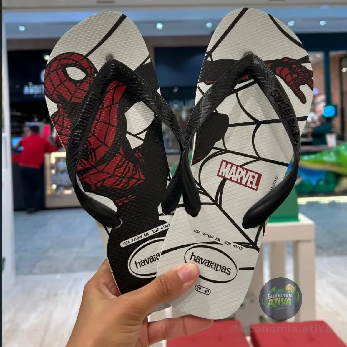 Chinelo Aqua Metallic Havaianas Branco/preto Estampado 39/40