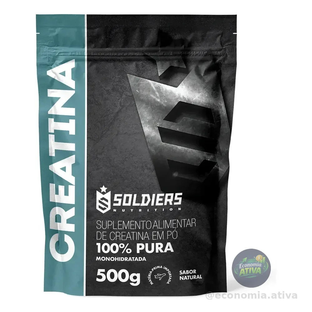 Creatina Monohidratada 500g Soldiers Nutrition 100% Pura Importada Alta Performance Músculo Treino Sem Sabor