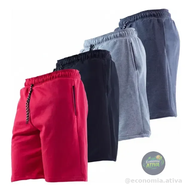 Kit 4 Bermuda Masculina Short Moletom Leve Caminhada Atacado