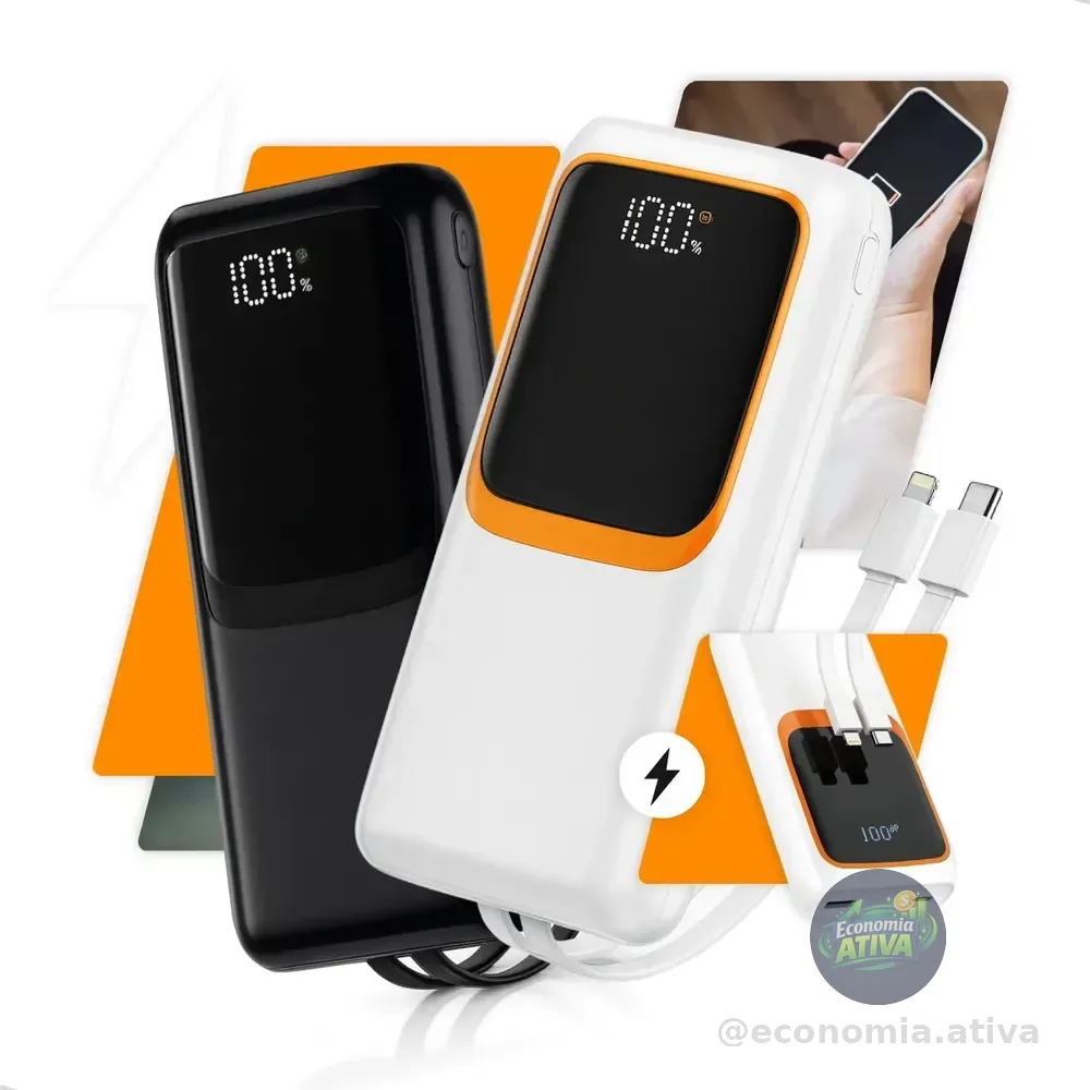 Power Bank 20.000mah Carregador Portátil Carga Rápida Premium Com Display Compatível Com Todos Os Celulares E Dispositivos Marca Kateluo Sortido