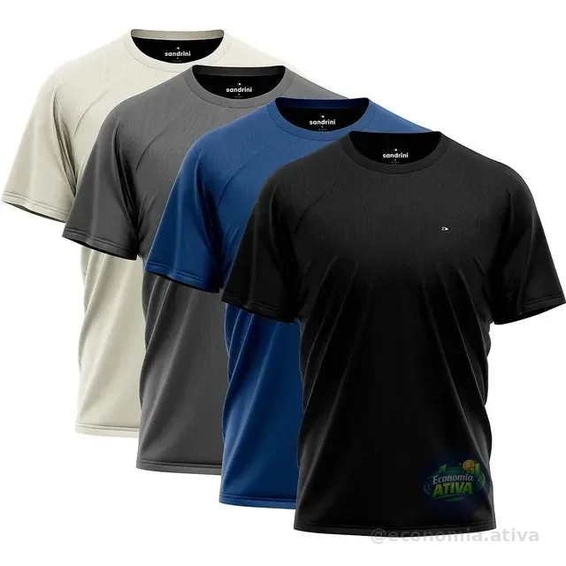 Kit 4 Camiseta Dry-fit Sandrini Masculina Academia Caminhada