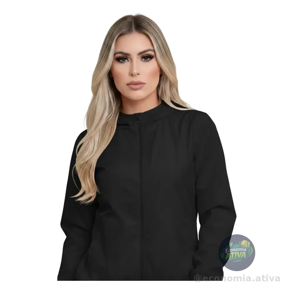 Jaqueta Feminina Izing Corta Vento Tendencia 2026 Fit Aspen Preto G Lisa