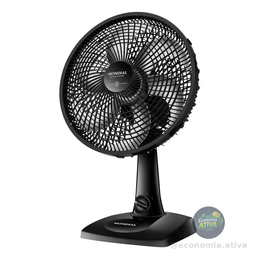 Ventilador De Mesa 30cm Super Power Mondial 60w Vsp-30-b 30 Cm Preto 127v Prata Polipropileno 6