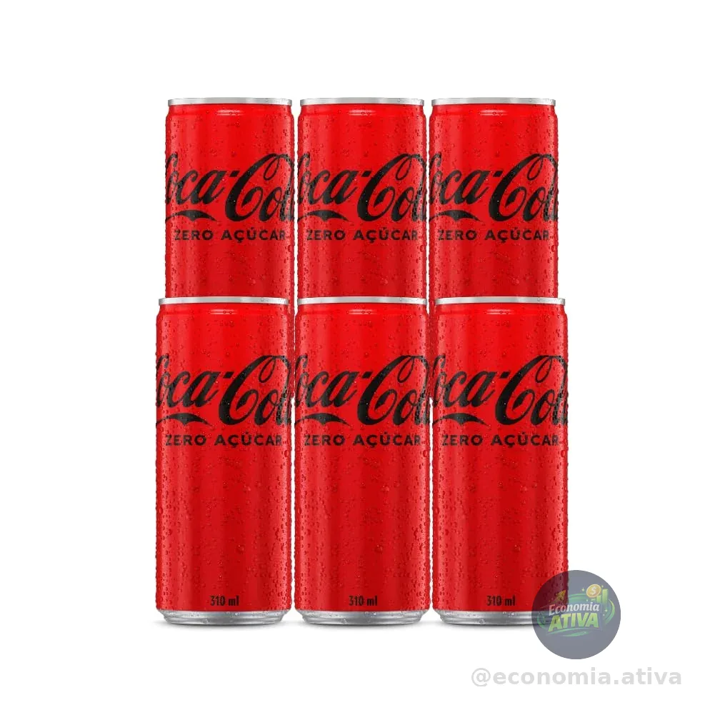 Pack de Coca Cola Sem Açúcar Lata 310ml 6 unidades