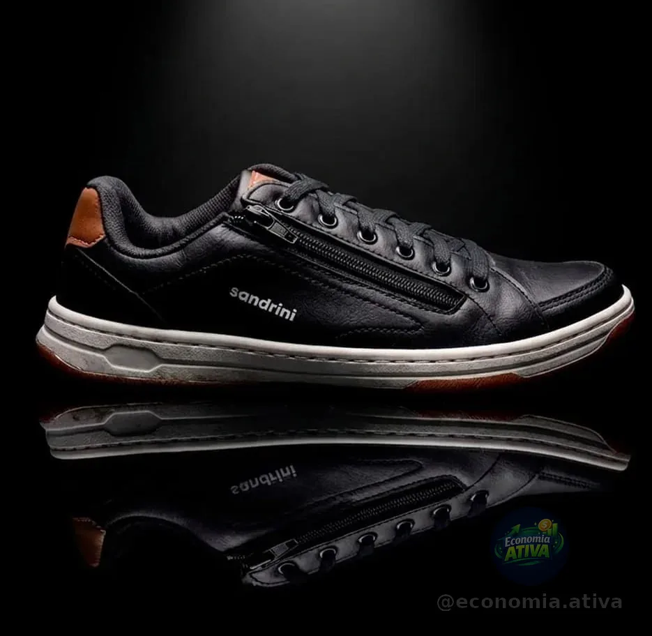 Sapatênis Rover Sandrini Masculino Couro Ziper Elastico