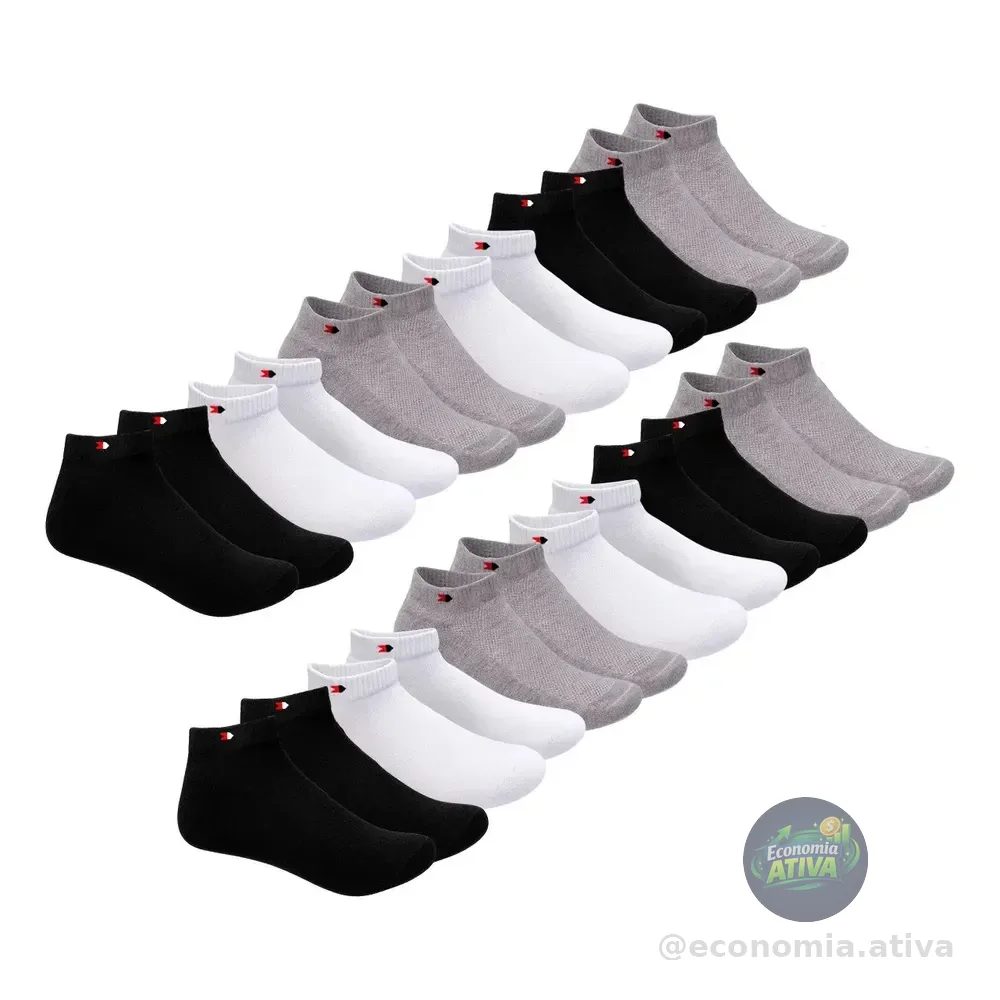 Kit 12 Pares Meia Soquete Curta Sandrini Algodão Confortável Sortido
