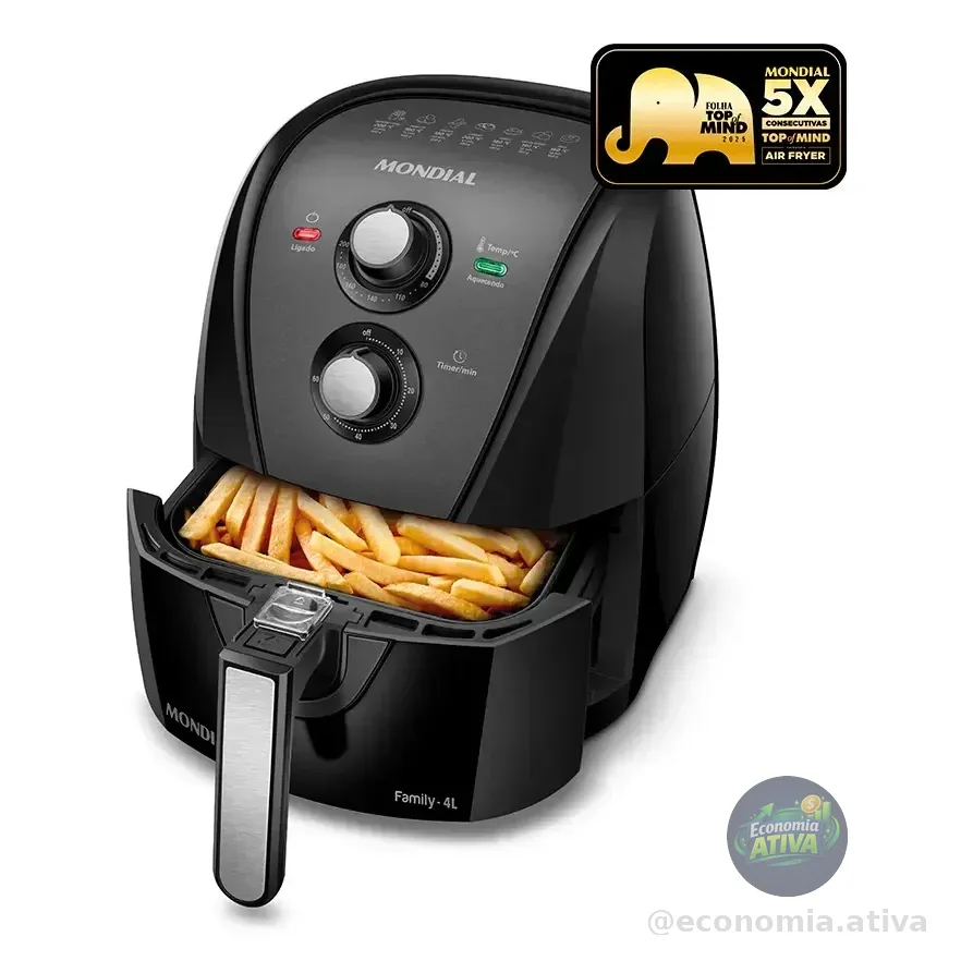 Fritadeira Sem Óleo Air Fryer 4l Mondial 1500w Afn-40-bft Preto 127v